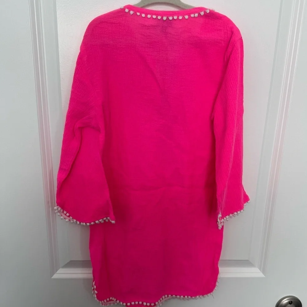 NWT Sophie Catalou Girls Hot Pink Tunic Cover Up Size 7